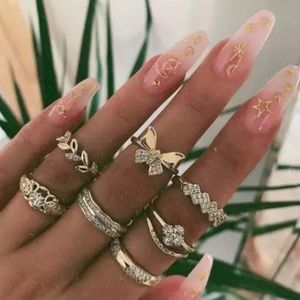 Boho assorted geometric butterfly midi rings 7 pcs